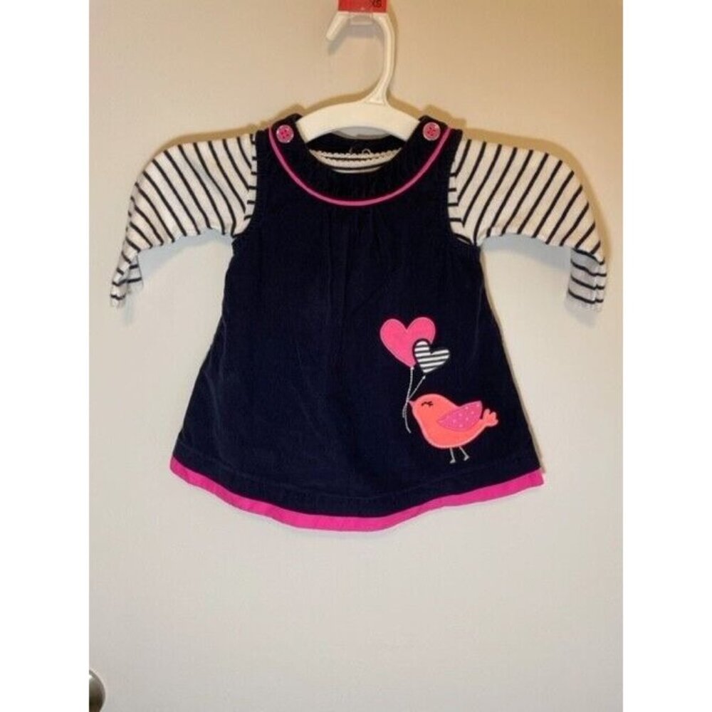 Infant Dress w/ Long-sleeve Body Suit 6 Months Bird-Hearts Carter’s Brand Easter